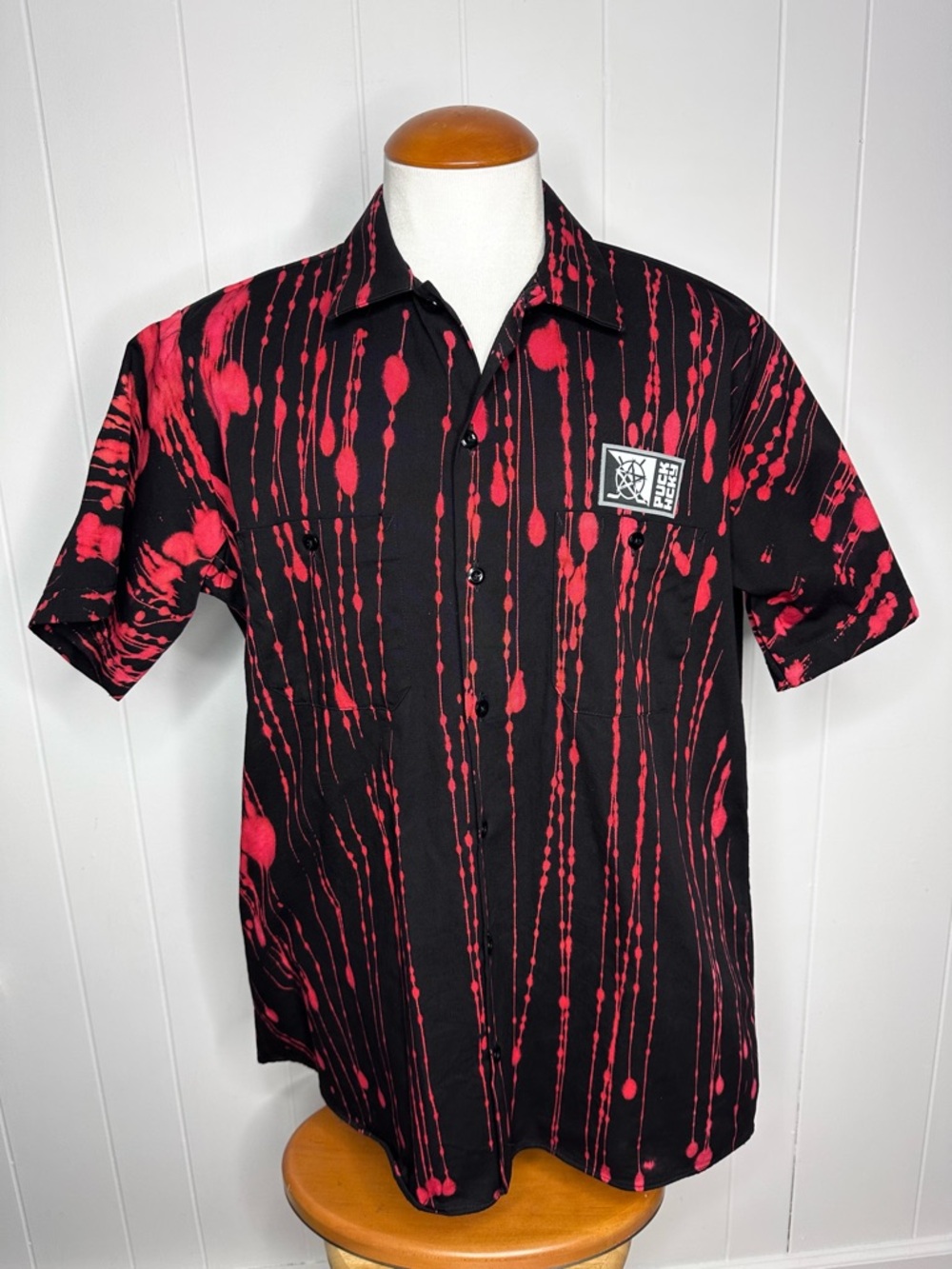 PUCK HCKY Dripping Blood Splatter Short Sleeve Shirt